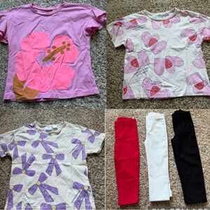 Zara kids bundle Tees and capri leggings SZ 6 & 7